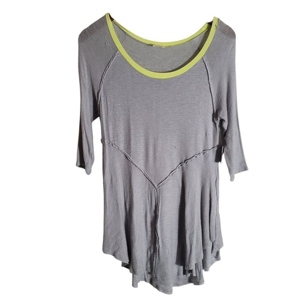 Intimately Free People Light Sweater Asymmetric 3/4 Sleeve Women's  Medium Gray